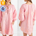 Linge brodé rose ourlet festonné mini robe d&#39;été Fabrication en gros de mode femmes vêtements (TA0294D)